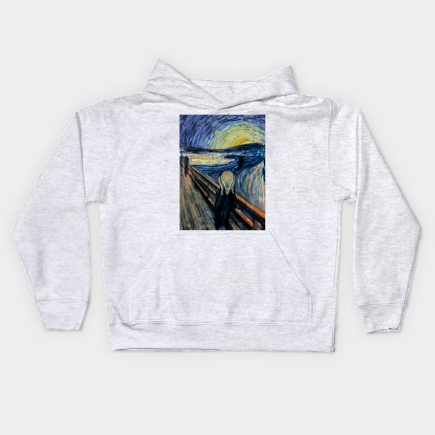 Scream on a Starry Night Kids Hoodie by pdpress